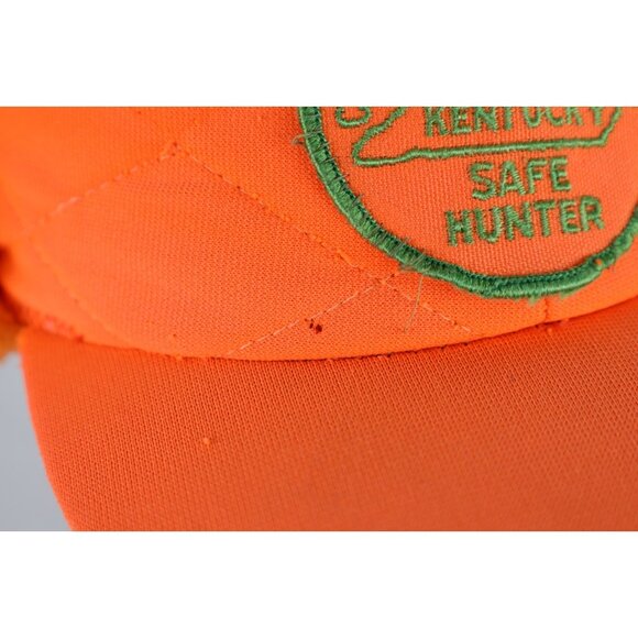 Vtg 70s Conservation Education Kentucky Safe Hunter Quilted Ear Flap Hat 7 1/8 - Picture 7 of 14